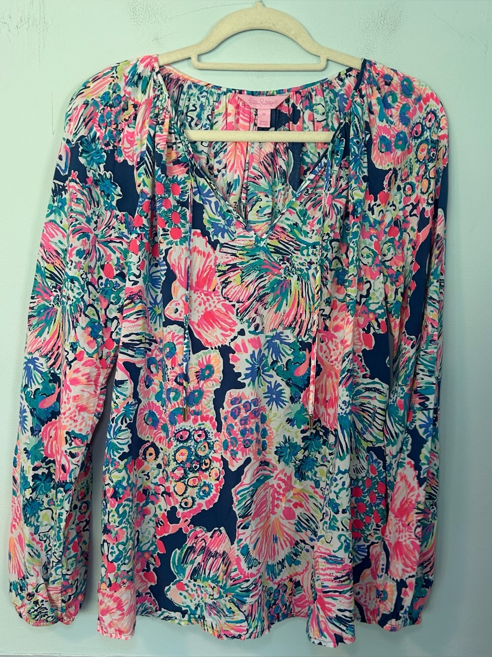 Lilly Pulitzer Gypsea Print Willa Long Sleeve Tunic Blouse Size Medium
